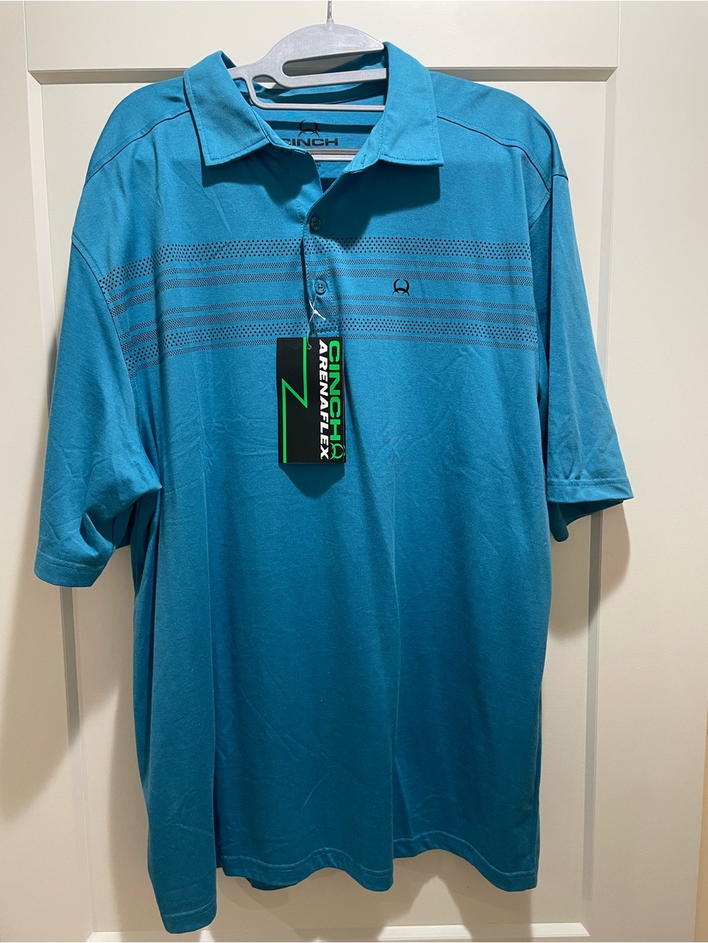 Cinch Men’s Teal Short-Sleeve Polo with Subtle Stripe